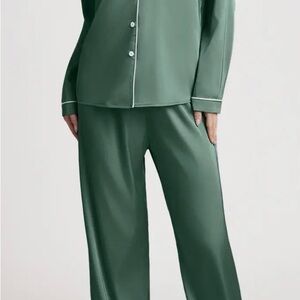 Azazie Eucalyptus Green Satin Pajama Set